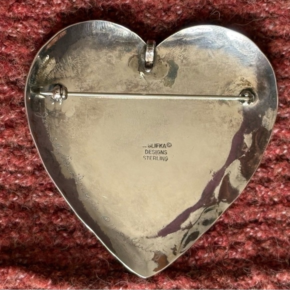 Vnt Joan Slifka Large Turquoise Heart Sterling Silver Concho Statement Piece - Picture 8 of 10